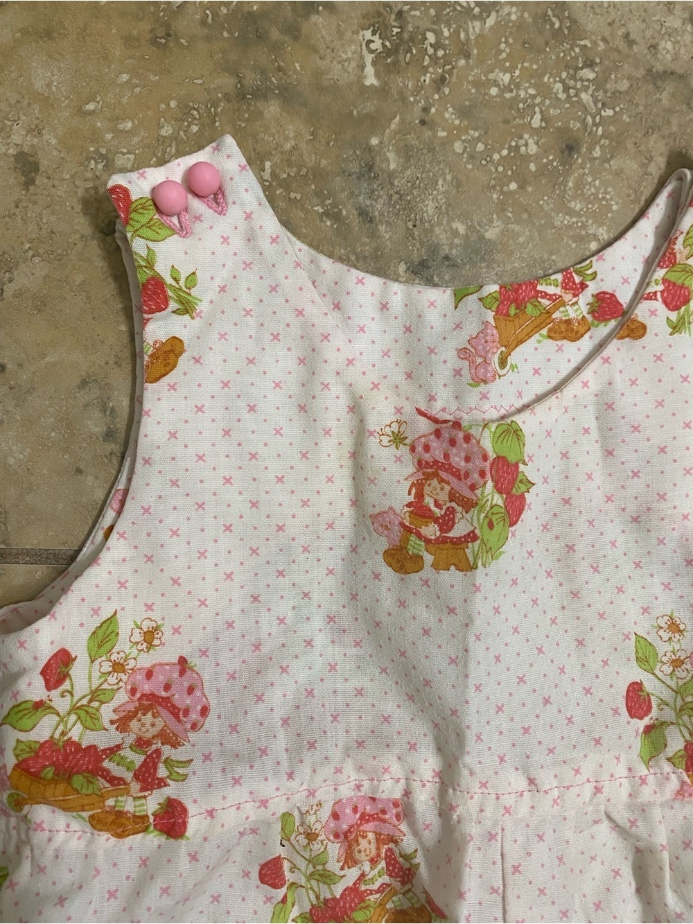 Vintage Retro 80s Strawberry Shortcake 12mo Pink Pin Dot Sunsuit Romper Rare - Picture 4 of 11